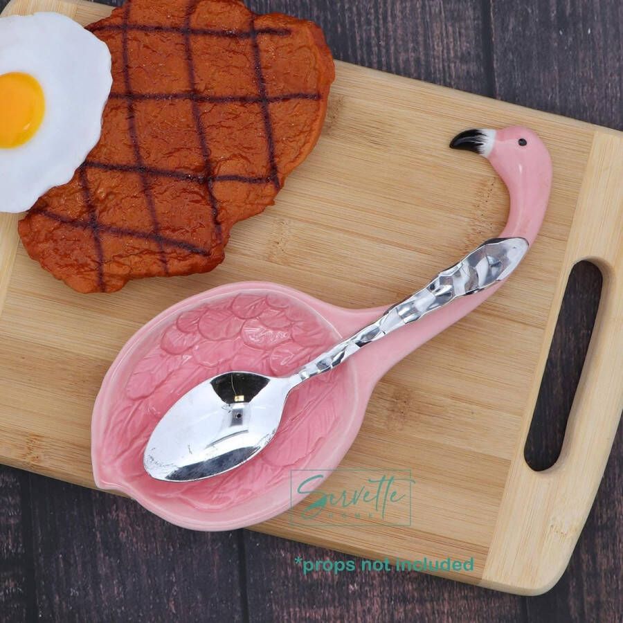 Dieren-thema keramische lepel rust keuken pollepel en lepelhouder Flamingo
