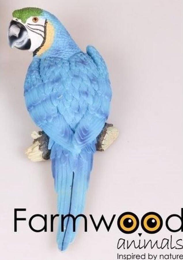 Merkloos Dierenbeelden Ara Papegaai Blauwe Vogel Decoratie Beeldje Vogel Blauw 30 Cm