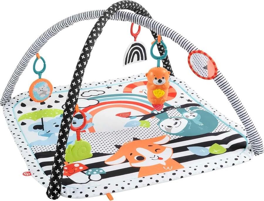 Dierenvrienden contrast-speeldeken speelboog met muziek en licht kruipdeken voor baby om in buikligging te spelen babyuitrusting vanaf de geboorte