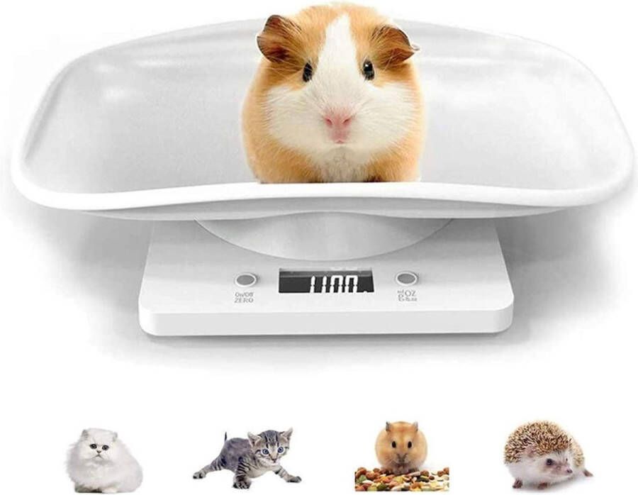 Dierenweegschaal – Hondenweegschaal Met 4 Gewichtsmodi– Digitale Weegschaal Voor Keuken – Babyweegschaal Met Capaciteit tot 10 kg – Personenweegschaal Wit