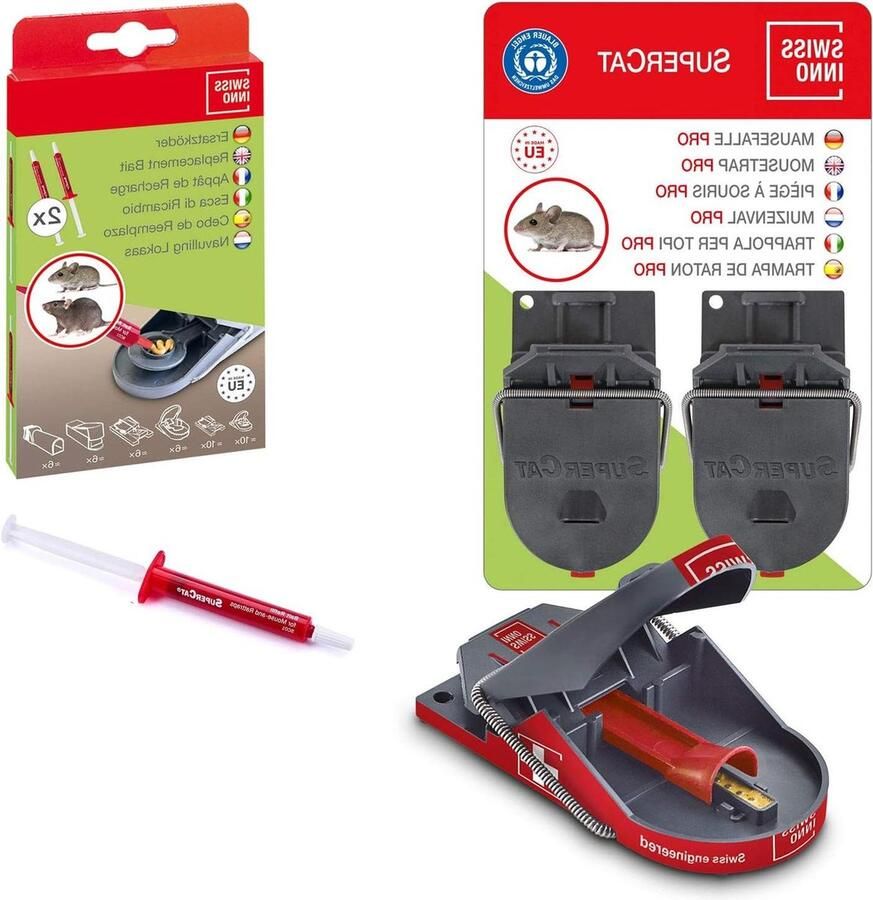 Diervriendelijke muizenval PRO SuperCat efficiënte ongediertebestrijding binnen buiten veilig 4x vallen 2x lokaassprays EU-made Muizenval