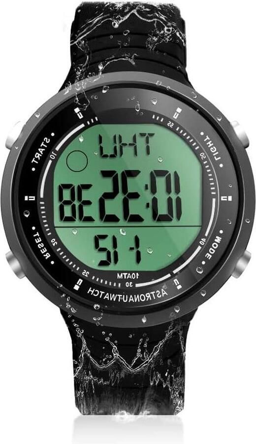 Digitaal sporthorloge zwemmen duiken 10 ATM waterdicht wekker chronograaf stopwatch timer countdown dual time 12-24 uur siliconen band