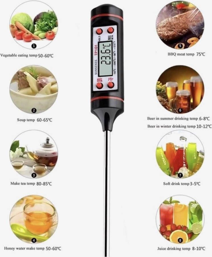Digitale vleesthermometer 300 graden kernthermometer bbq thermometer bbq accesoires suikerthermometer thermometer koken oventhermometer draadloos