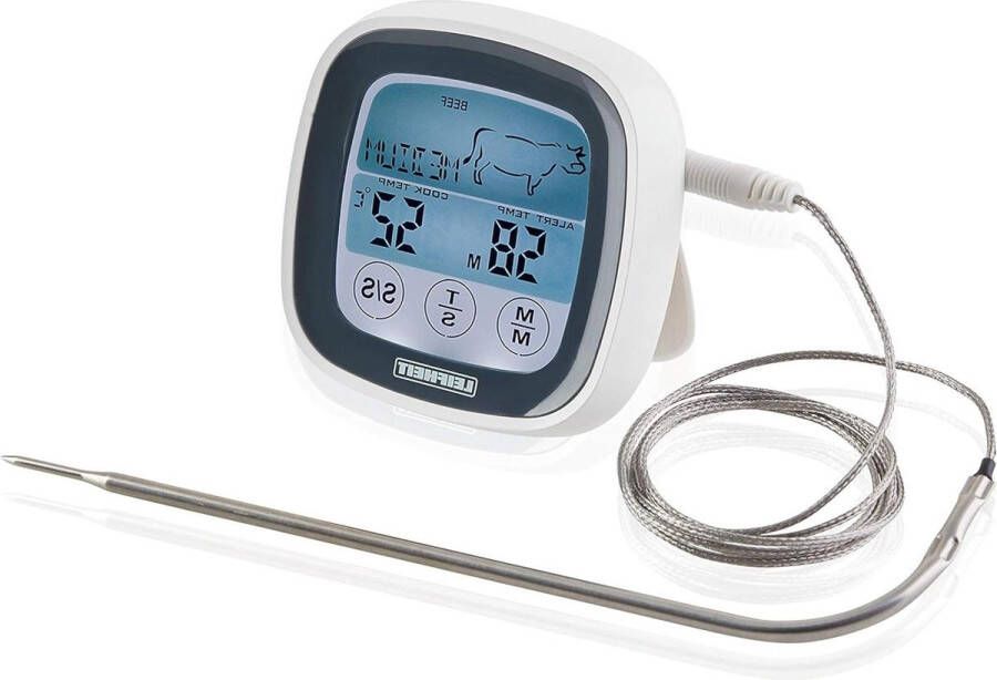 Digitale braadthermometer vooraf ingestelde gaarstanden timer magnetisch vleesthermometer oven inclusief batterijen koken grillthermometer