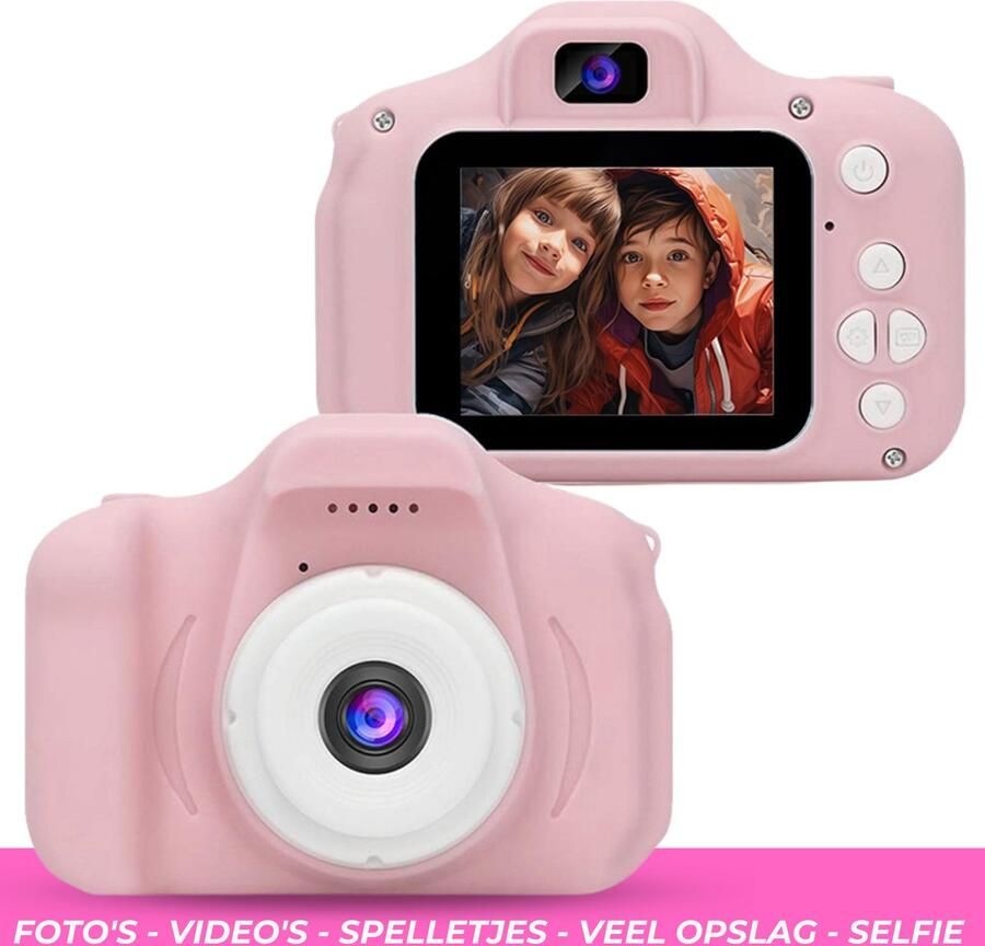 Digitale Camera voor Kinderen Roze Kindercamera Fotocamera voor Meisjes & Jongens Fototoestel voor Kids Vloggen Speelgoedcamera Hoge Kwaliteit Kindercamera met Veel Mogelijkheden & Opties