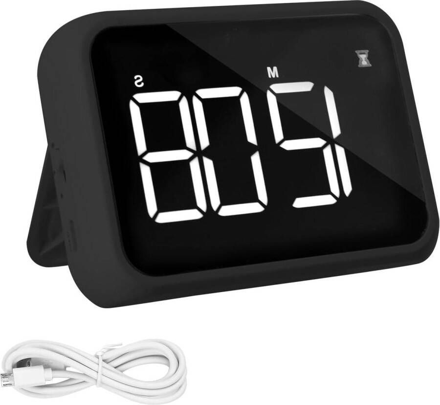 Digitale keuken kooktimer magnetische countdown timer oplaadbaar met LED-display geschikt voor koken klaslokaal kantoor en ouderen zwart kookwekker digitaal