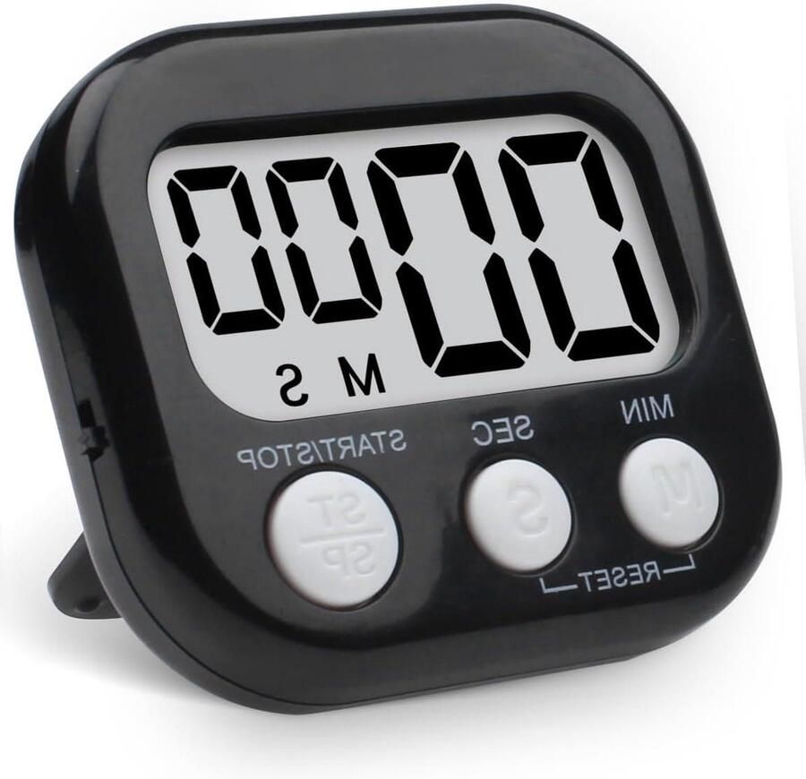 Digitale keukentimer eierwekker met alarm stopwatch countdown klok voor keuken zwart-wit kookwekker digitaal