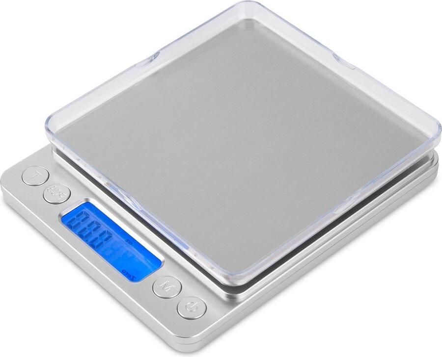 Digitale Keukenweegschaal 01g 3kg PSC Tara-functie LCD-display Brievenweegschaal Zakweegschaal Zilverachtig