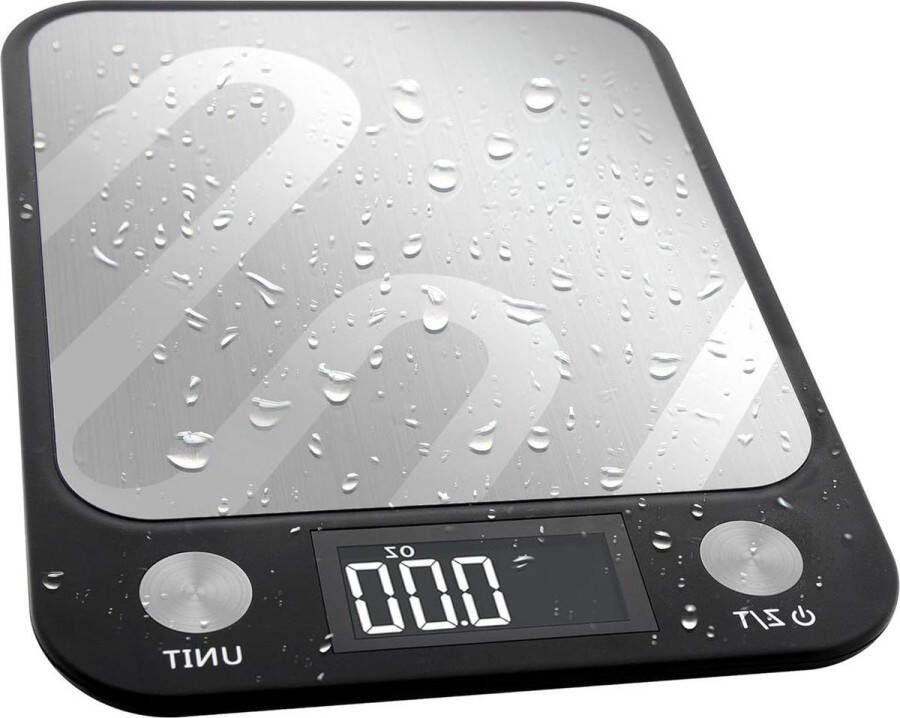 Digitale Keukenweegschaal 1 g 5000 g precisieweegschaal digitaal display g oz lb tl kg tarra-functie roestvrijstalen plateaucif Digitale Keukenweegschaal met Display Keukenweegschaal met Tarra-Functie