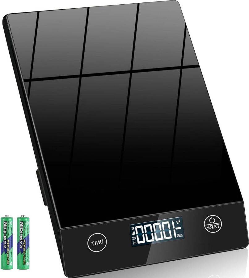 Digitale Keukenweegschaal 10kg Glas Elektronische huishoudweegschaal Bakken Tarra-functie Touch-knop 1g nauwkeurig Zwart