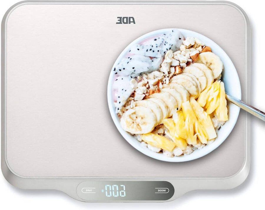 Digitale Keukenweegschaal 15 kg Roestvrij staal Zilver-Grijs Met LCD Display 31 x 26 x 25 cm