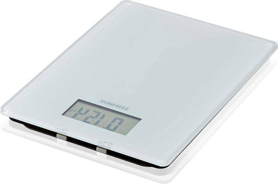 Digitale keukenweegschaal 5 kg glazen weegoppervlak huishoudelijke weegschaal trekfunctie eenvoudig schoon te maken elektronisch incl batterijen extra vlak