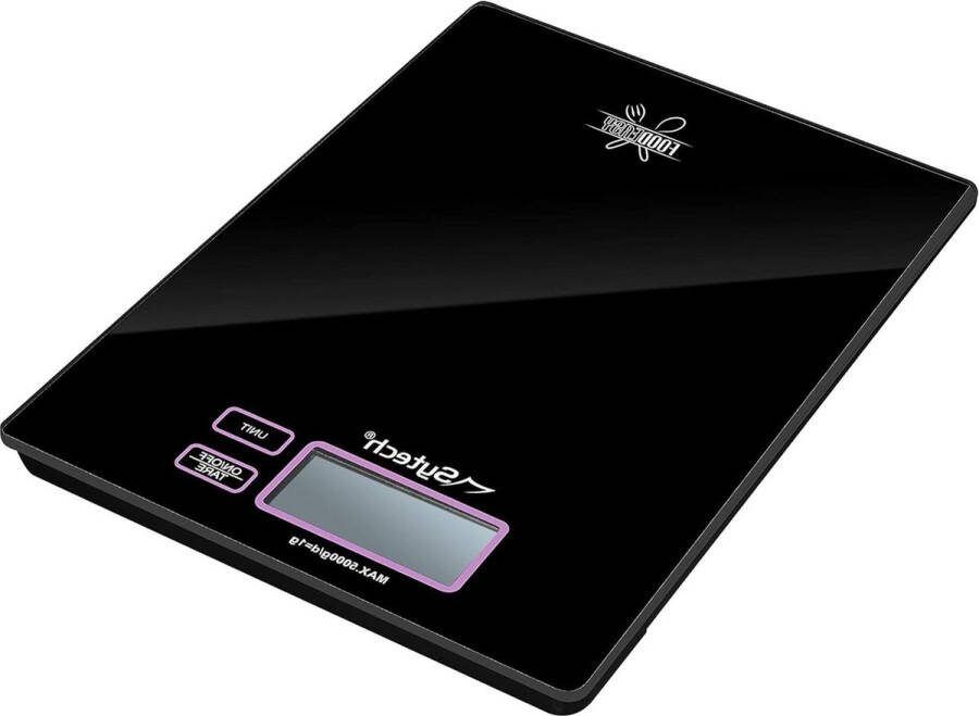 Digitale keukenweegschaal design slim 5 kg zwart met lcd-scherm