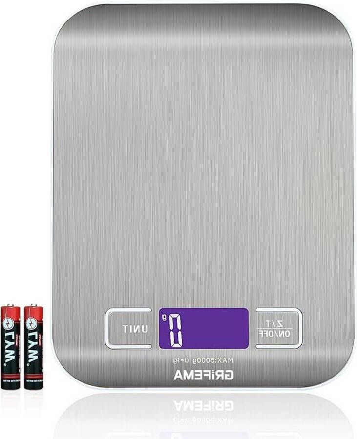 Digitale Keukenweegschaal GA2002 LCD-scherm Roestvrij Staal 5 kg 11 pond Blauw Exclusief voor Amazon