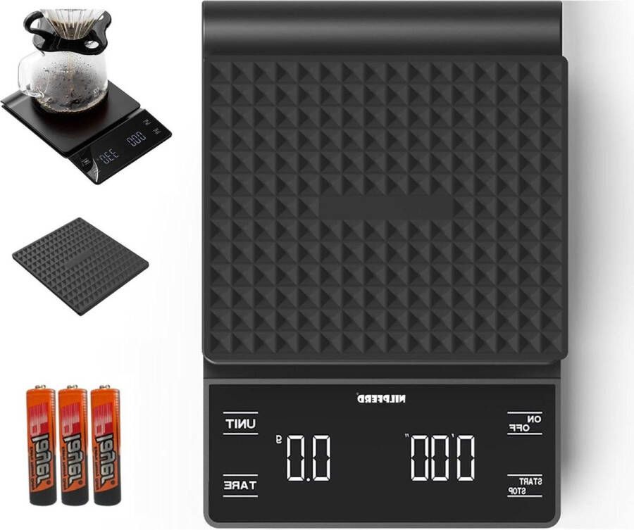 Digitale Keukenweegschaal Koffieweegschaal Espressoweegschaal met Timer 3 kg Zwart