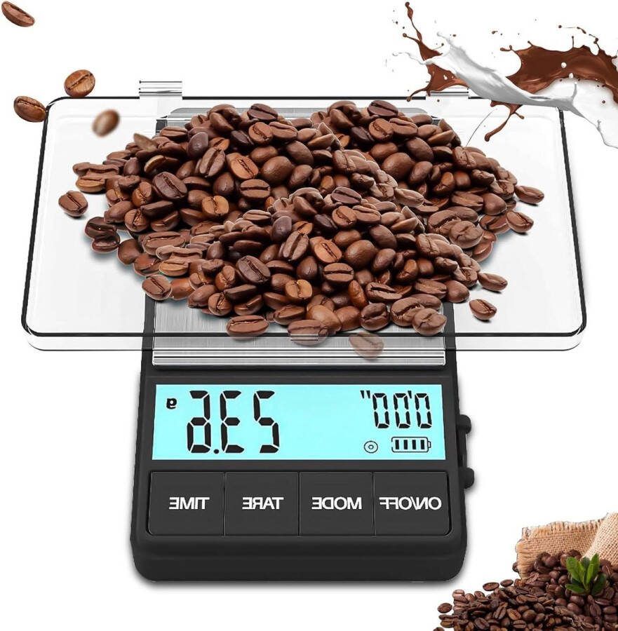 Digitale Keukenweegschaal Koffieweegschaal met timer 1000 g 01 g espressoweegschaal barista lcd-display batterijen