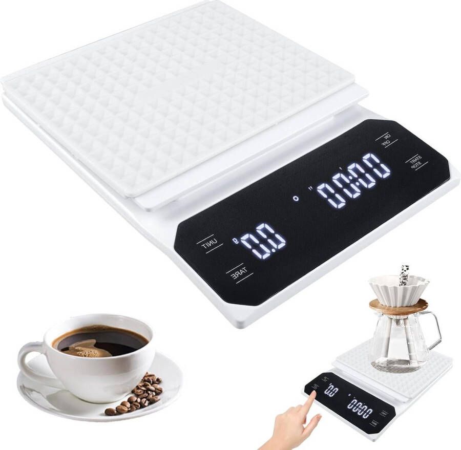 Digitale Keukenweegschaal Koffieweegschaal met timer-espressoweegschaal-Draagbaar-Elektronisch-Espresso-Pour-over
