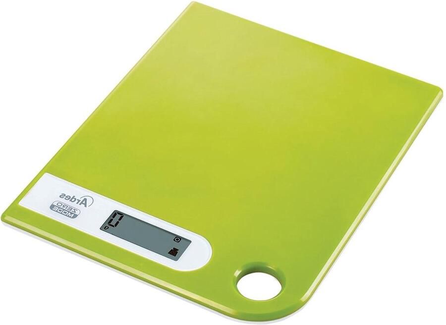 Digitale keukenweegschaal moderne stijl maximaal 5 kg groen staal met ophanggat