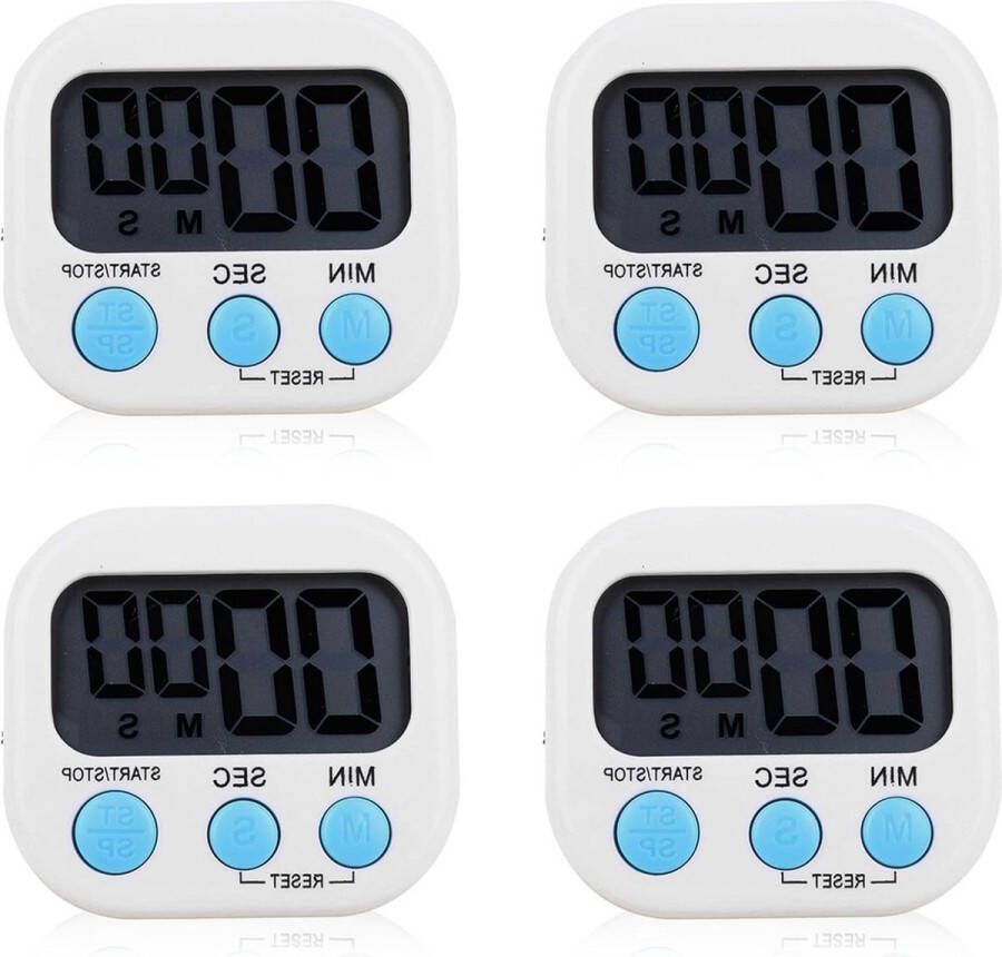 Digitale keukenwekker met magnetische backing en stand 4 stuks lcd-display luide wekker timer klok voor bakken keuken studie training telling kookwekker digitaal