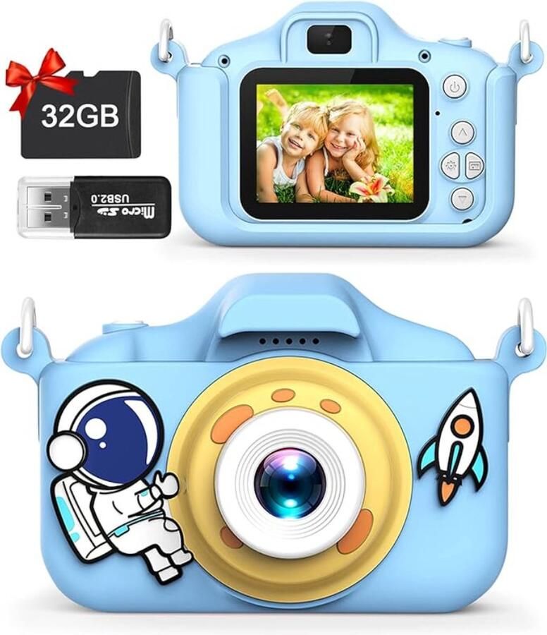 Digitale Kindercamera HD 1080p Fototoestel Voor Kinderen Ook voor selfies Blauw