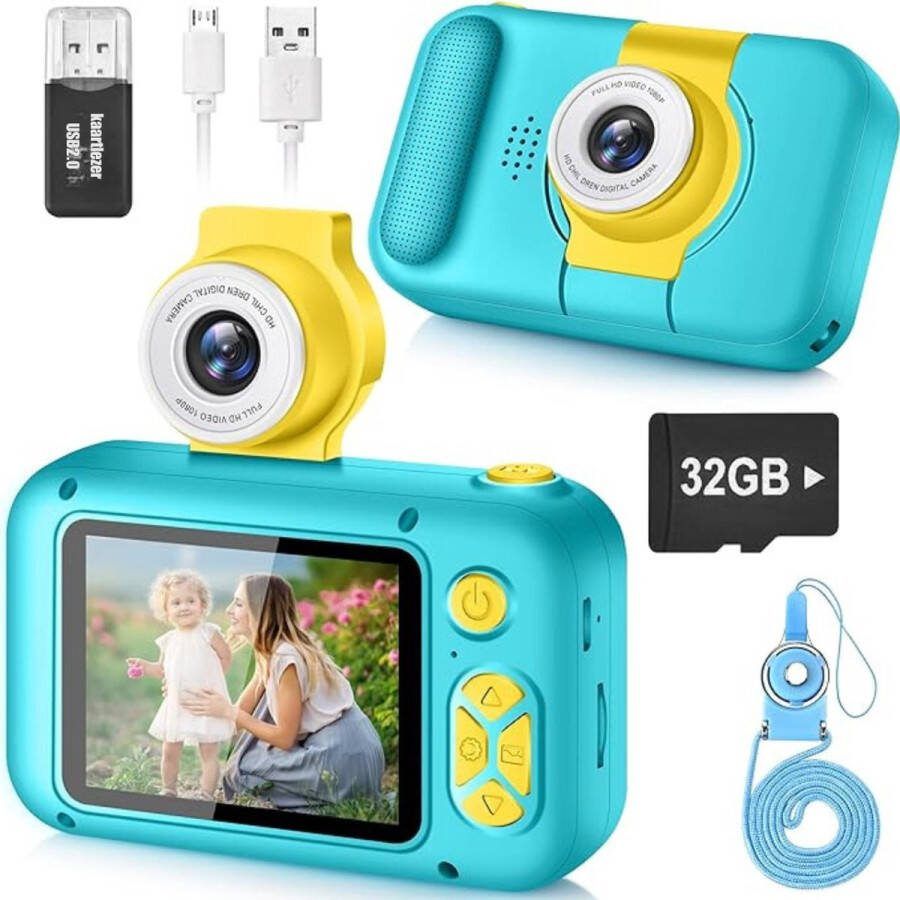 Digitale Kindercamera HD 1080p Fototoestel Voor Kinderen Ook voor selfies Marineblauw