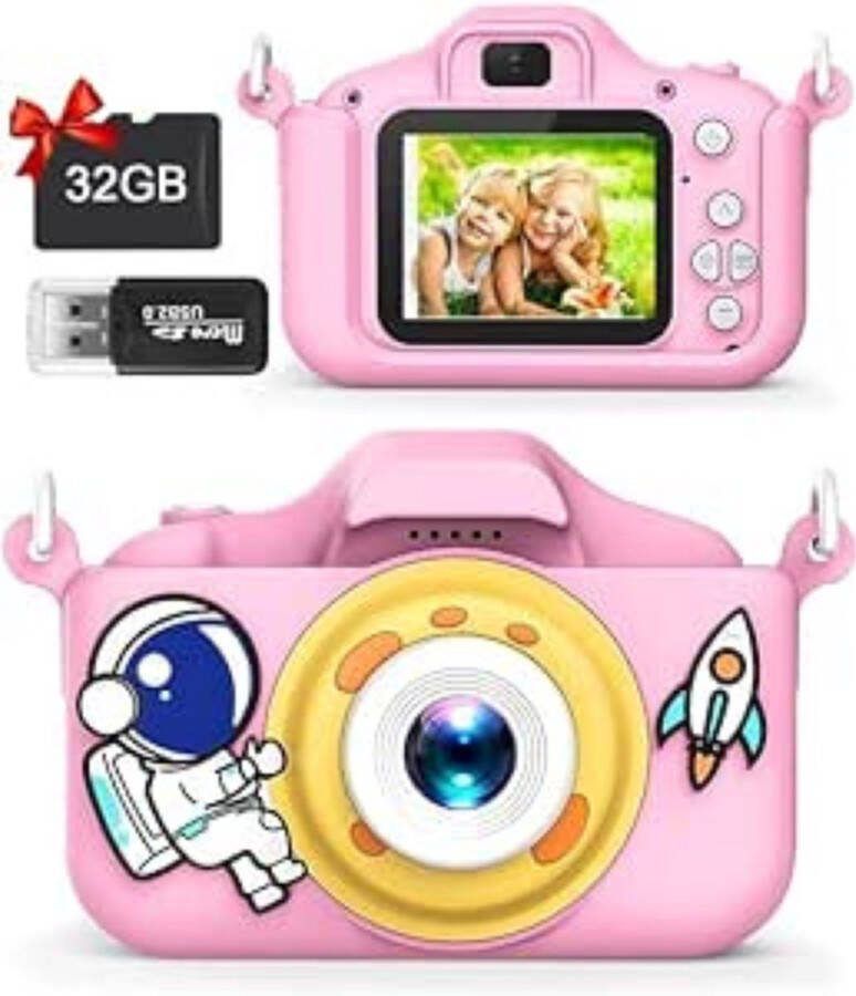 Digitale Kindercamera HD 1080p Fototoestel Voor Kinderen Ook voor selfies Roze
