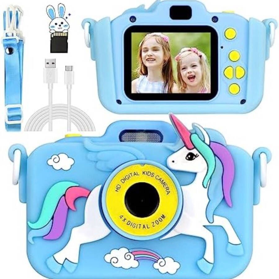 Digitale Kindercamera Kinderfototoestel Kindercamera Digitaal met 32GB micro SD kaart Blauw