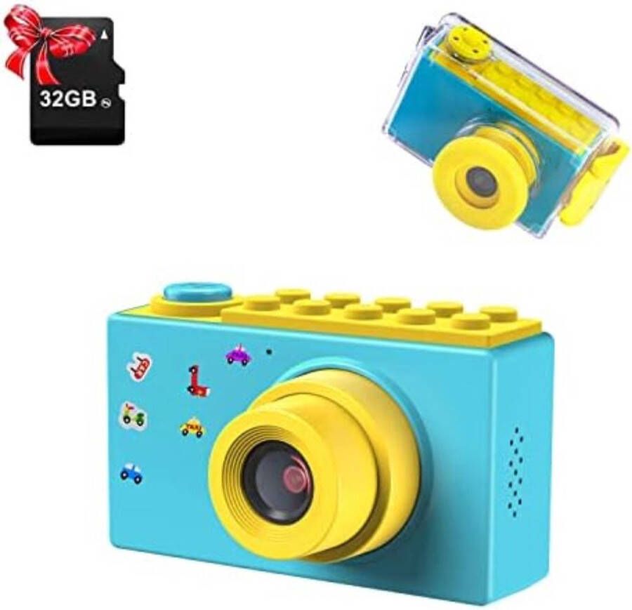 Digitale Kindercamera Kinderfototoestel Kindercamera Digitaal met 32GB micro SD kaart Blauw