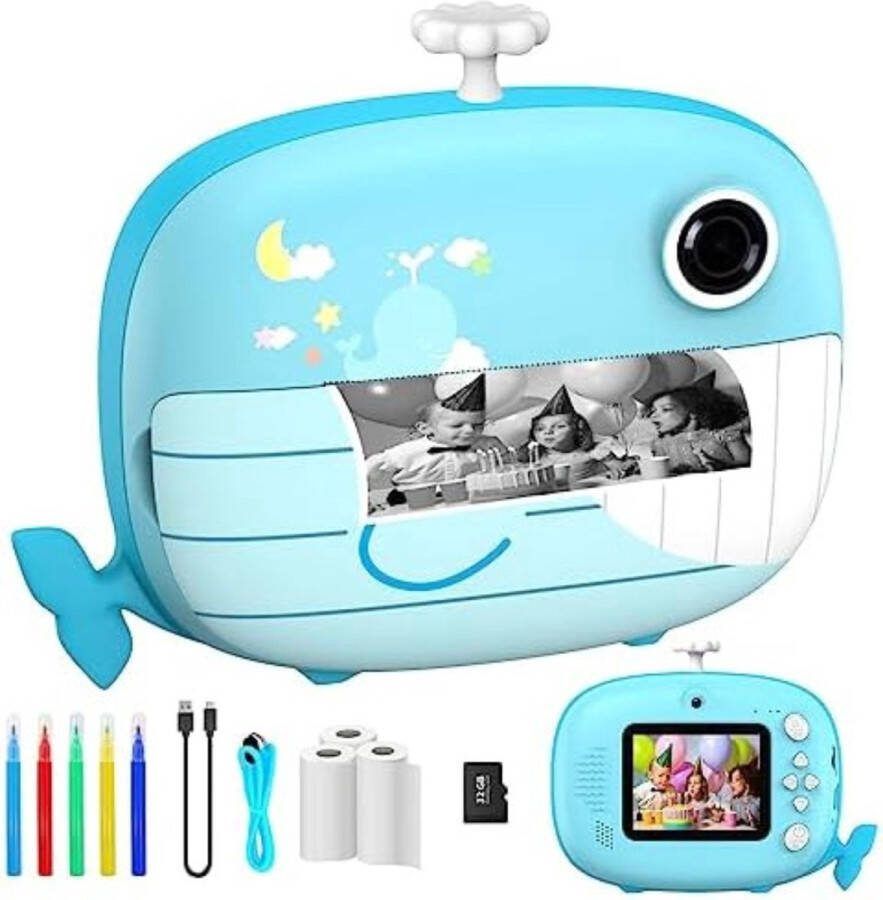 Digitale Kindercamera Kinderfototoestel Kindercamera Digitaal met 32GB micro SD kaart Blauw