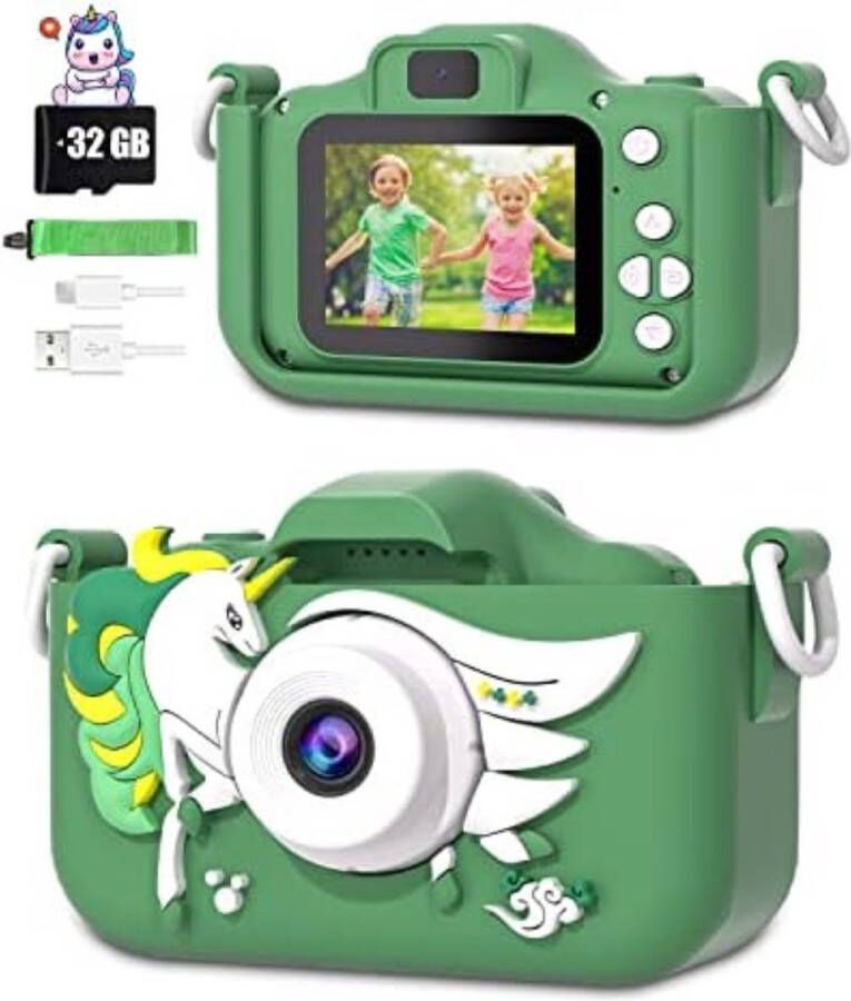 Digitale Kindercamera Kinderfototoestel Kindercamera Digitaal met 32GB micro SD kaart Groen