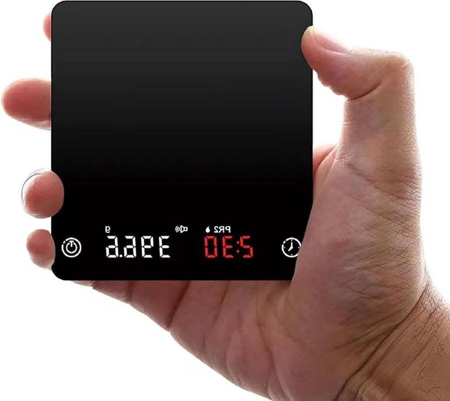 Digitale koffieweegschaal met timer 01 g 2 kg zeer nauwkeurige keukenweegschaal verborgen led-display espressoweegschaal automatische tijdmeting elektronische keukenweegschaal