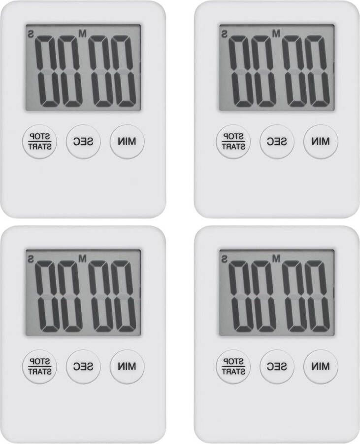 Digitale Kookwekker 4 stuks korte tijdwekker wit keukentimer fitness learning