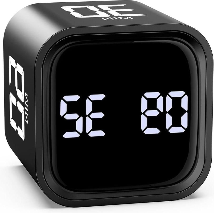 Digitale Kookwekker Kubus-timer met Zwaartekrachtsensor Oplaadbaar Rotatietimer Fliptimer LED-display Volumeregelaar Koken Werk Studie Sport