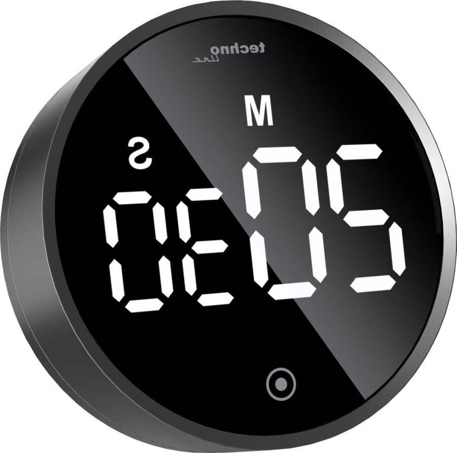 Digitale Kookwekker Moderne korte wekker keukentimer count-down timer digitaal rond verlichting touch hoogglans zwart ECO energiebesparend