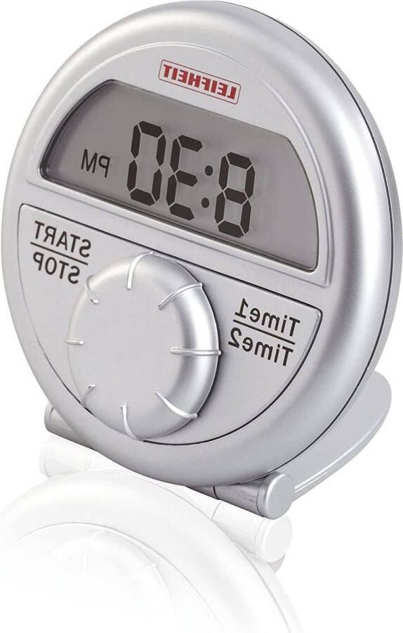 Digitale korte tijdmeter Praktische keukentimer meet twee tijden parallel Eierwekker met eenvoudige bediening Klokfunctie Goed leesbaar display Keukentimer grijs kookwekker digitaal