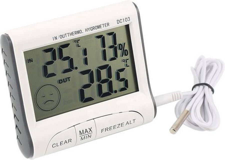 Digitale LCD-display Thermometer Hygrometer Klok Alarm Temperatuur Vochtigheidsmeter met Sensor