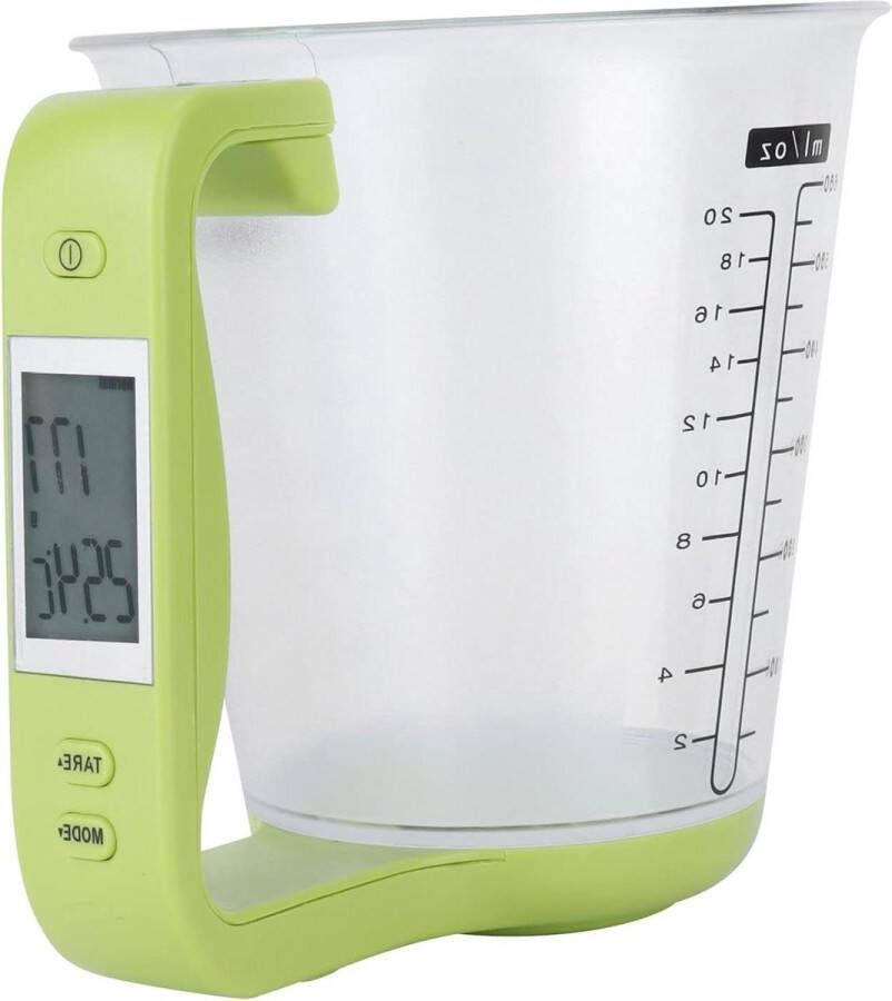 Digitale Maatbeker Schaal 1000g 0.1g Nauwkeurigheid Elektronische Afneembaar- LCD Display Temp Automatische Schaal voor Water Melk Olie Meel (Lichtgroen)