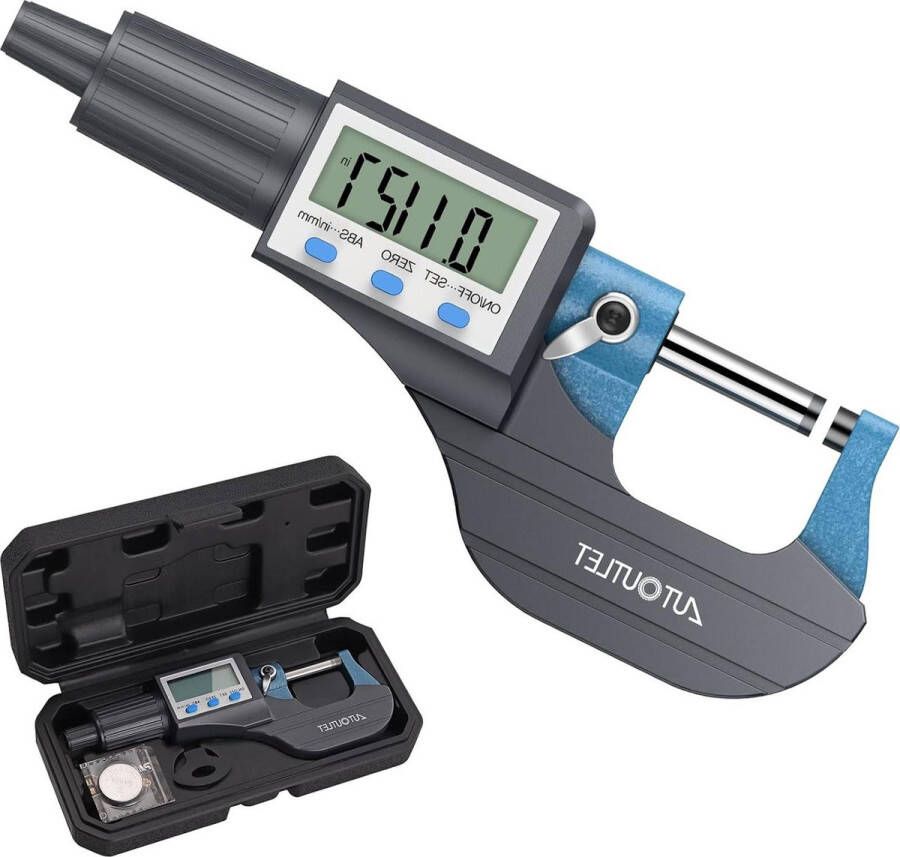 Digitale micrometer beugelmeetschroef 0-25 mm 0001 mm hoge precisie LCD display meetgereedschap schuiflengte 0001 mm (000005 inch)