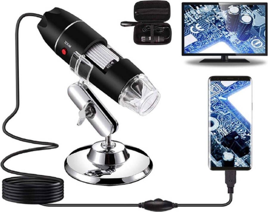 Digitale Microscoop 40x1000x Vergroting Endoscoop Camera met Draagtas en Metalen Standaard