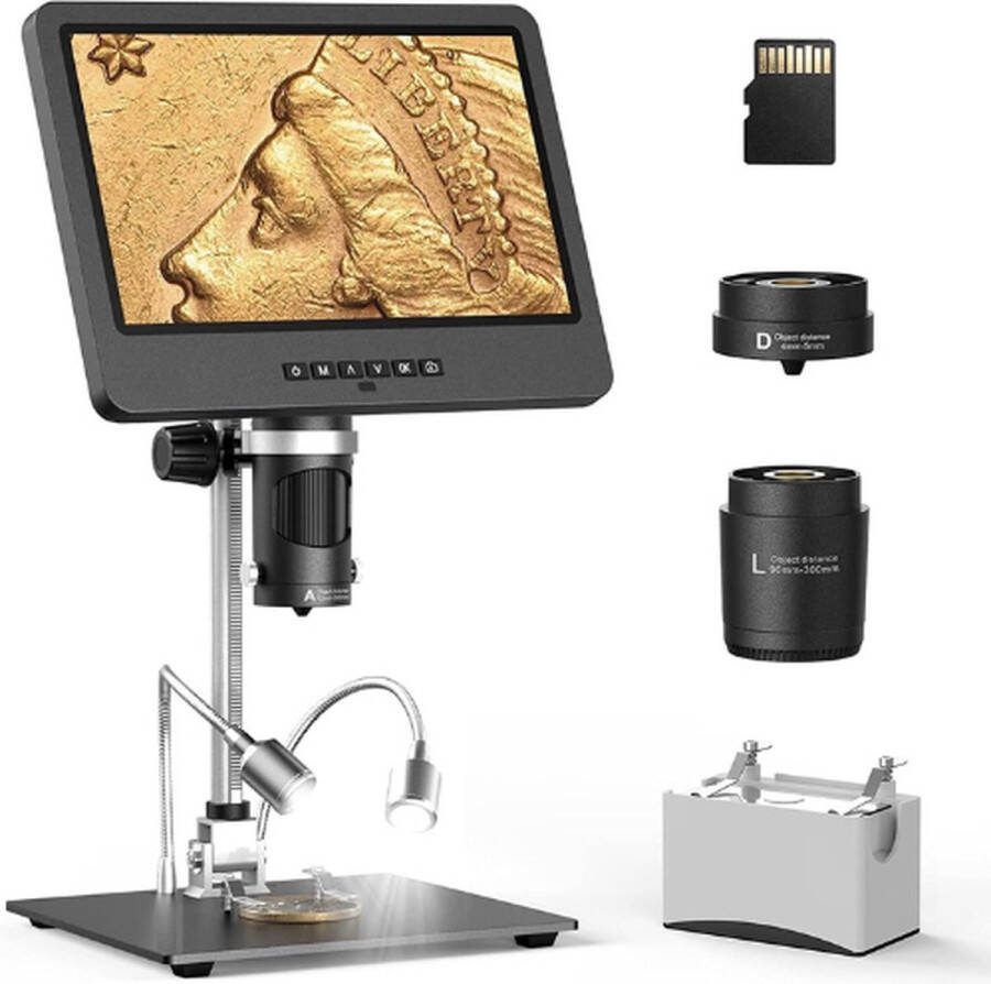 Digitale Microscoop Pro 7 Inch IPS Premium Scherm 2x 1500x Vergroting 32GB SD Kaart 30fps 2K Video HD LED Verlichting Wetenschap Microscope Soldermicroscoop 24MP Foto's