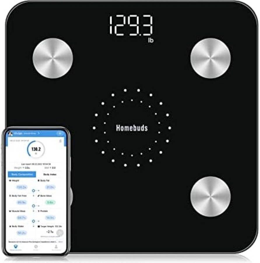 Digitale personenweegschaal met bodyanalyse en app