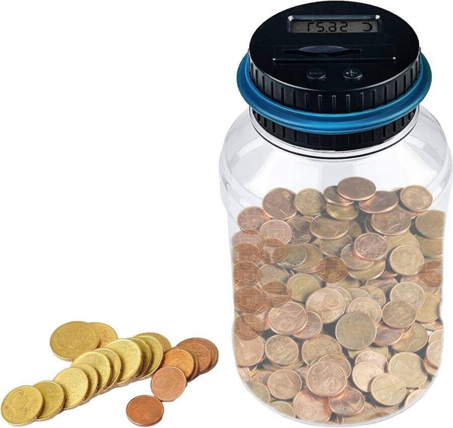 Digitale spaarpot teller 18 l elektronisch spaarvarken lcd-display eurogeld besparen grote transparante muntenteller muntenbank volwassenen kindercadeau spaarpot volwassenen
