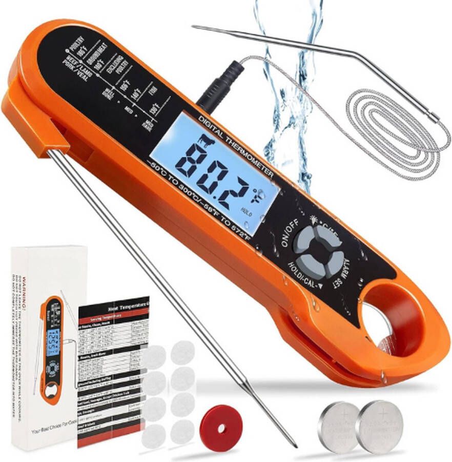 Digitale Thermometer Vleesthermometer – Oventhermometer – Suikerthermometer Digitaal – Kernthermometer – Keukenthermometer – Voedselthermometer – Thermometer Ook Geschikt Voor Vlees BBQ Oven