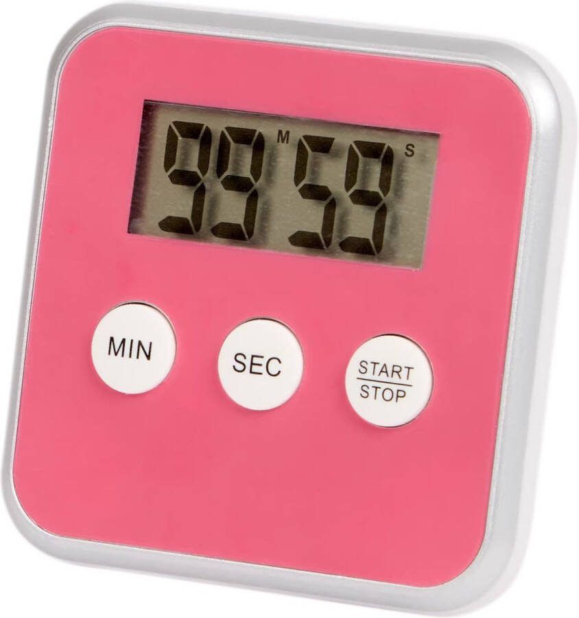 Digitale timer Kookwekker Roze 8x8 Timer voor koken Inclusief batterij Magneet of standaard 1x kookwekker