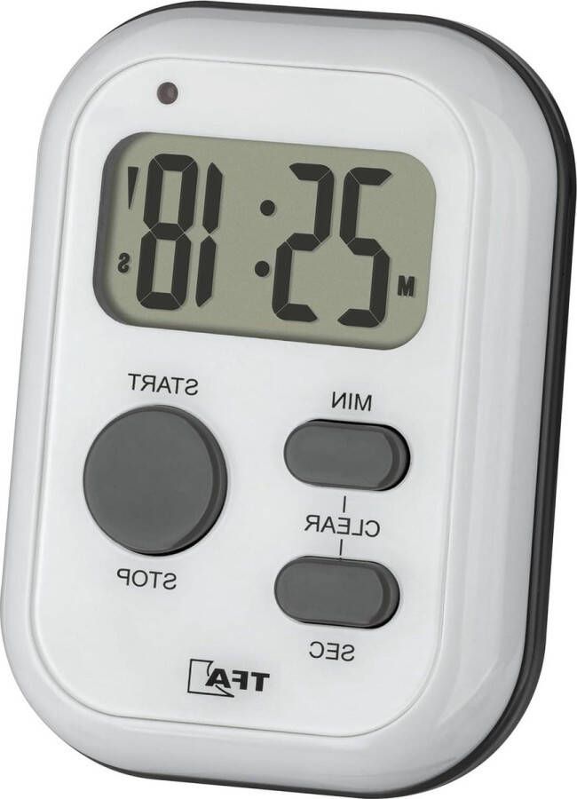 Digitale timer met stopwatch en alarmgeluid luid vibratie knipperlicht keukenwekker eierwekker geschikt voor sport examens doven aan-uitschakelaar wit kookwekker digitaal