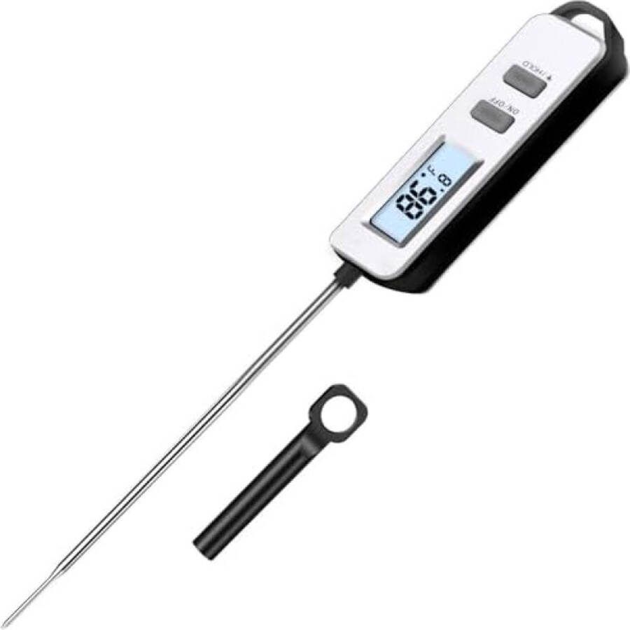 Digitale vleesthermometer braadthermometer koken keukenthermometer grillthermometer met lange sonde voor braden koken grillen BBQ bakken babyvoeding (inclusief batterij)
