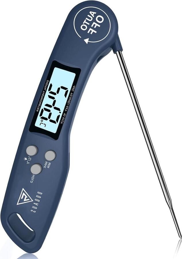 Digitale Vleesthermometer Directe Uitlezing-DOQAUS Keukenthermometer met Lange Sonde-LCD-scherm voor Keuken Grill BBQ-Blauw