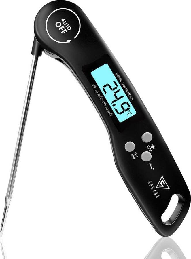 Digitale Vleesthermometer met Opvouwbare Sonde en LCD-scherm voor Keuken Grill BBQ Snelle Uitlezing