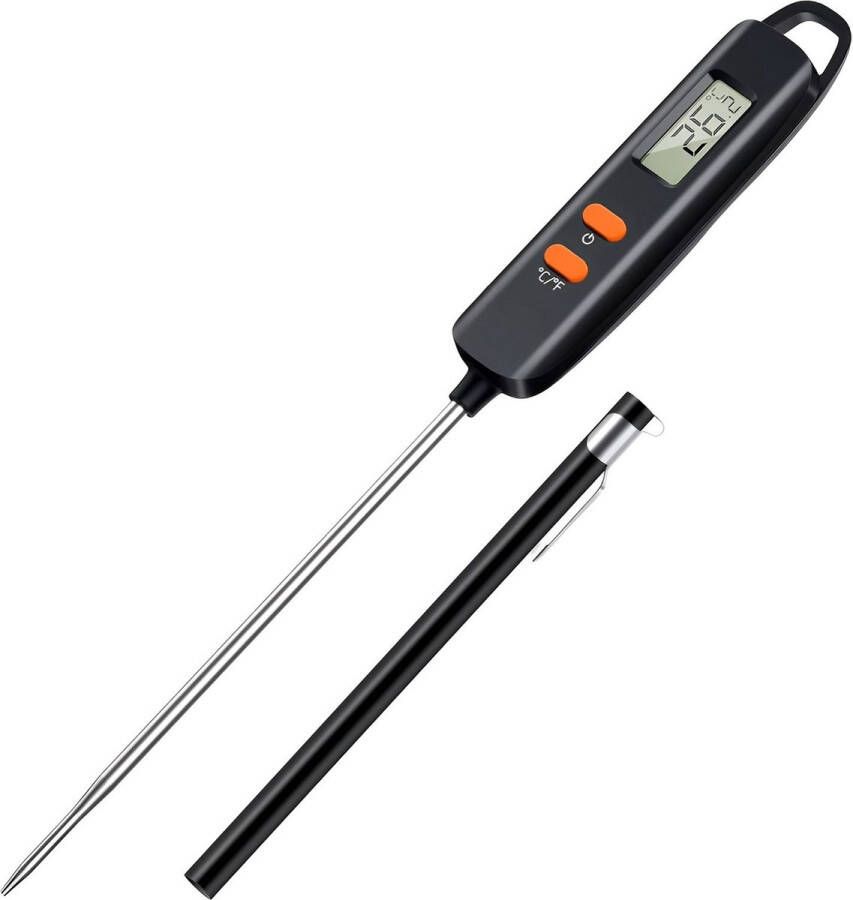 Digitale vleesthermometer met sonde tip cover direct afgelezen voedselthermometer kookthermometer perfect voor koken BBQ suiker jam keukenthermometer met 12 cm temperatuursonde