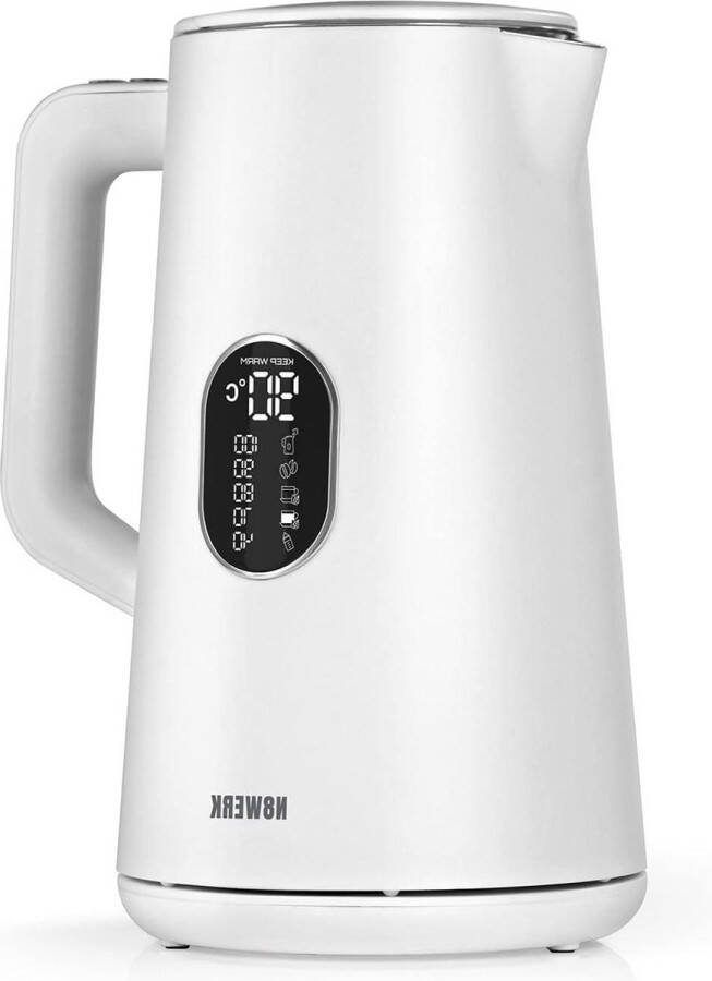 Digitale waterkoker temperatuurinstelling Moonlight White 15 liter warmhoudfunctie led-temperatuurweergave 5 temperatuurstanden 40 °C 100 °C